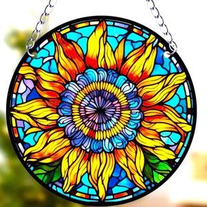 Suncatcher Mandala Sunflower Hanging Colorful In/Outdoor Yoga Window Deco NEW